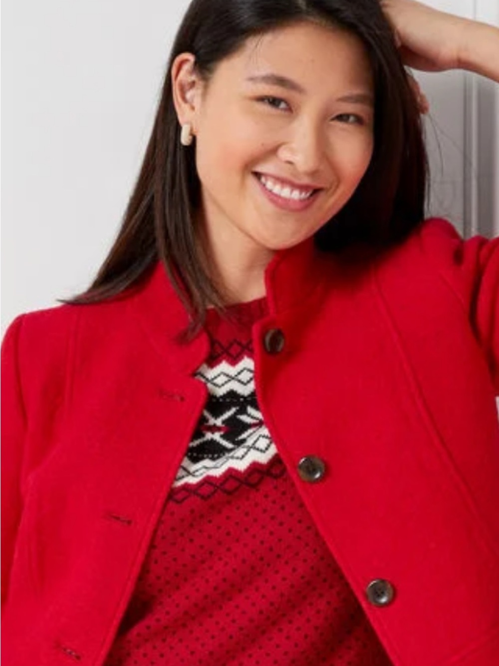 Talbots Wool Red Tailored Button Front Blazer Size 10P
